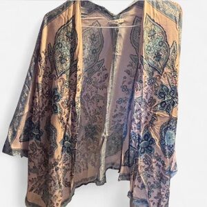 Maurices Blue and Tan Floral Cardigan